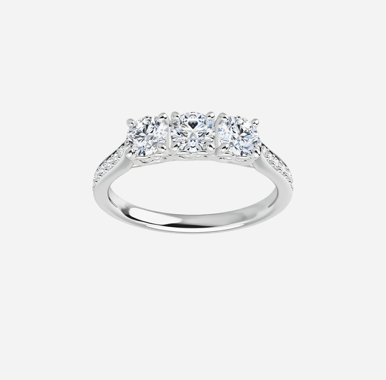 Diamond band 3 stone ring 18kt yellow gold