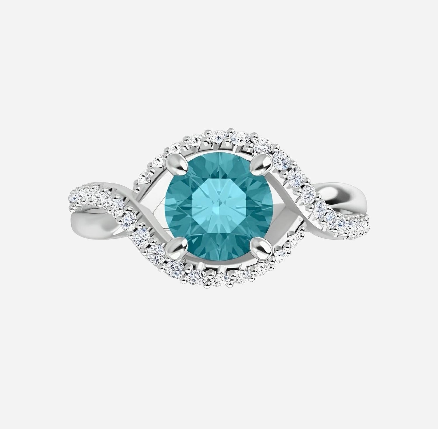 Color gem ring with blue zircon & rose gold