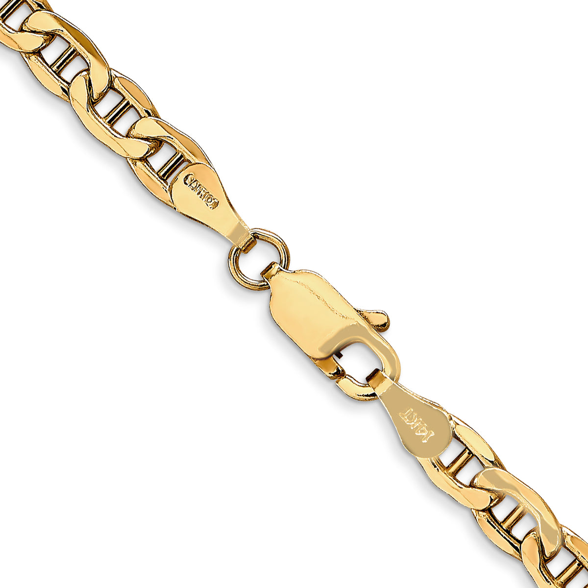 Gold (10K & 14K) Semi-Solid Anchor Chain - 14k Yellow Gold / 16 in / 4 mm