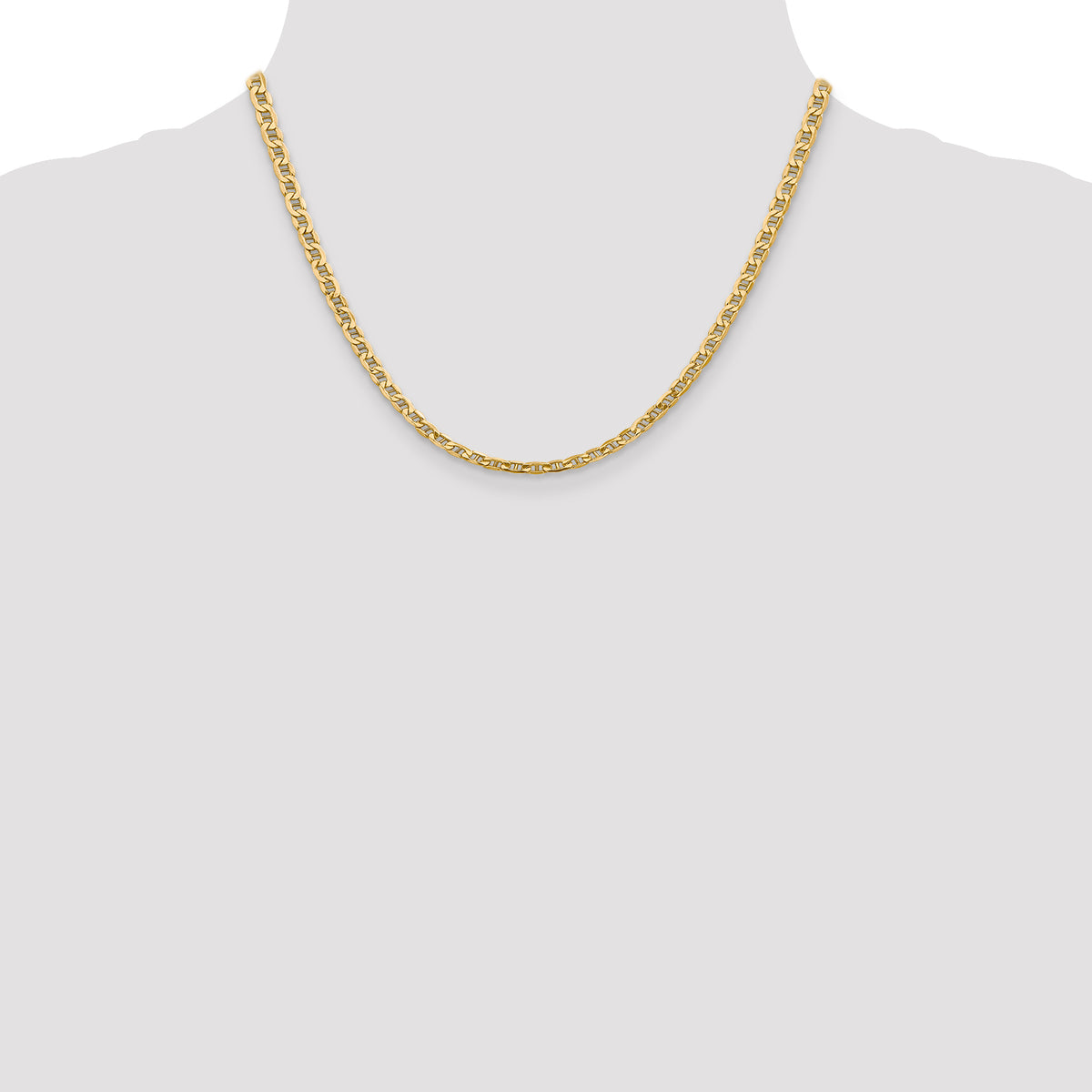 Gold (10K & 14K) Semi-Solid Anchor Chain - 14k Yellow Gold / 18 in / 4 mm