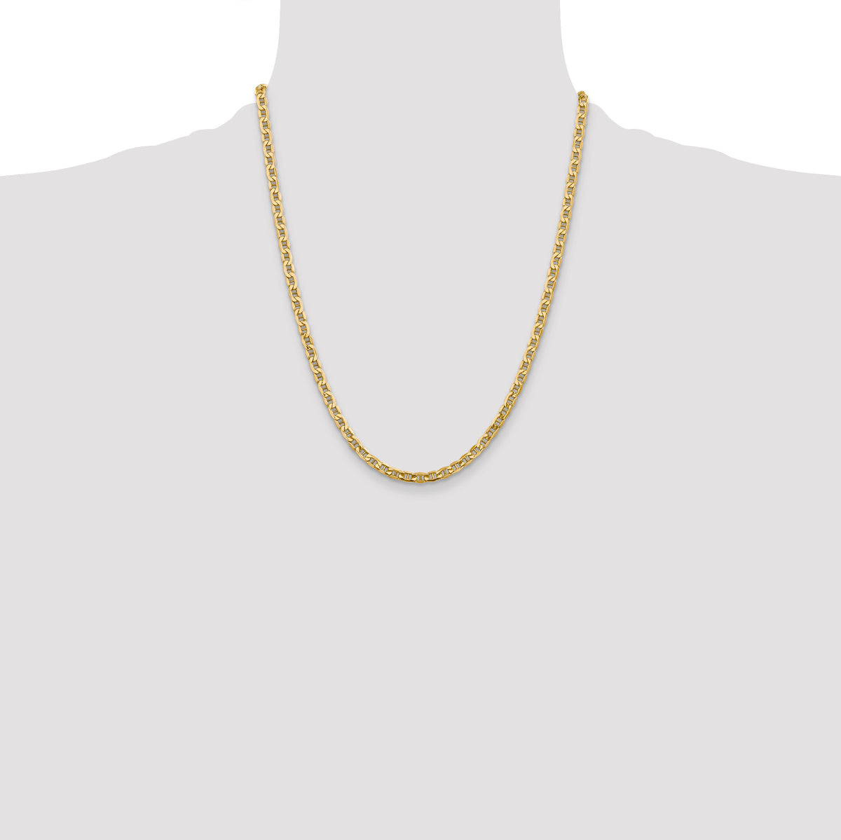 Gold (10K & 14K) Semi-Solid Anchor Chain - 14k Yellow Gold / 22 in / 4 mm