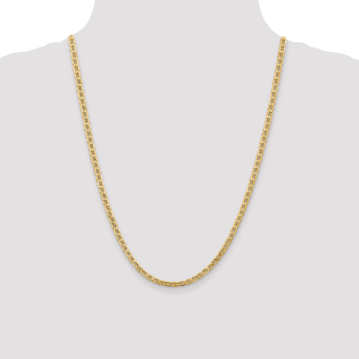 Gold (10K & 14K) Semi-Solid Anchor Chain - 14k Yellow Gold / 24 in / 4 mm