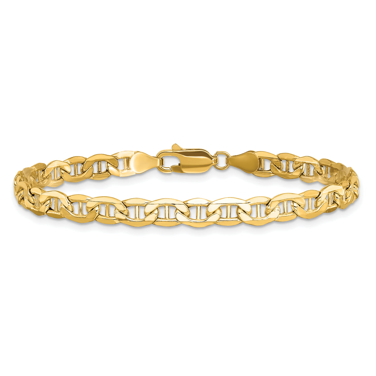Gold (10K & 14K) Semi-Solid Anchor Chain Bracelet - 14k Yellow Gold / 7 in / 4.75 mm