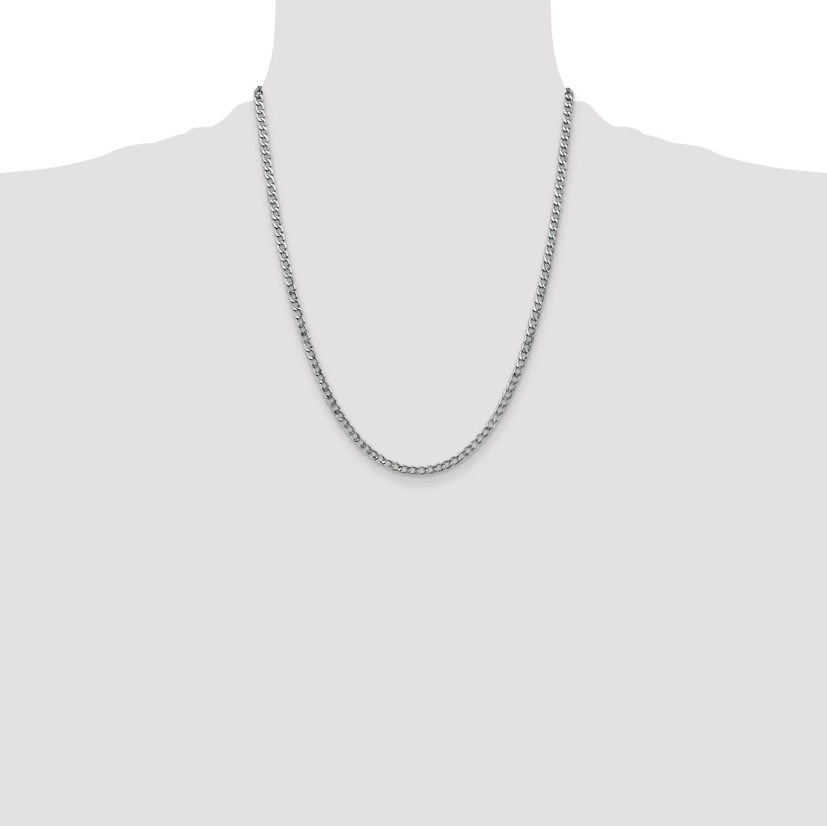 Gold (10K & 14K) Semi-Solid Curb Link Chain - 14k White Gold / 22 in / 3.35 mm