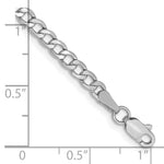 Gold (10K & 14K) Semi-Solid Curb Link Chain Anklet - 14k White Gold / 10 in / 3.35 mm