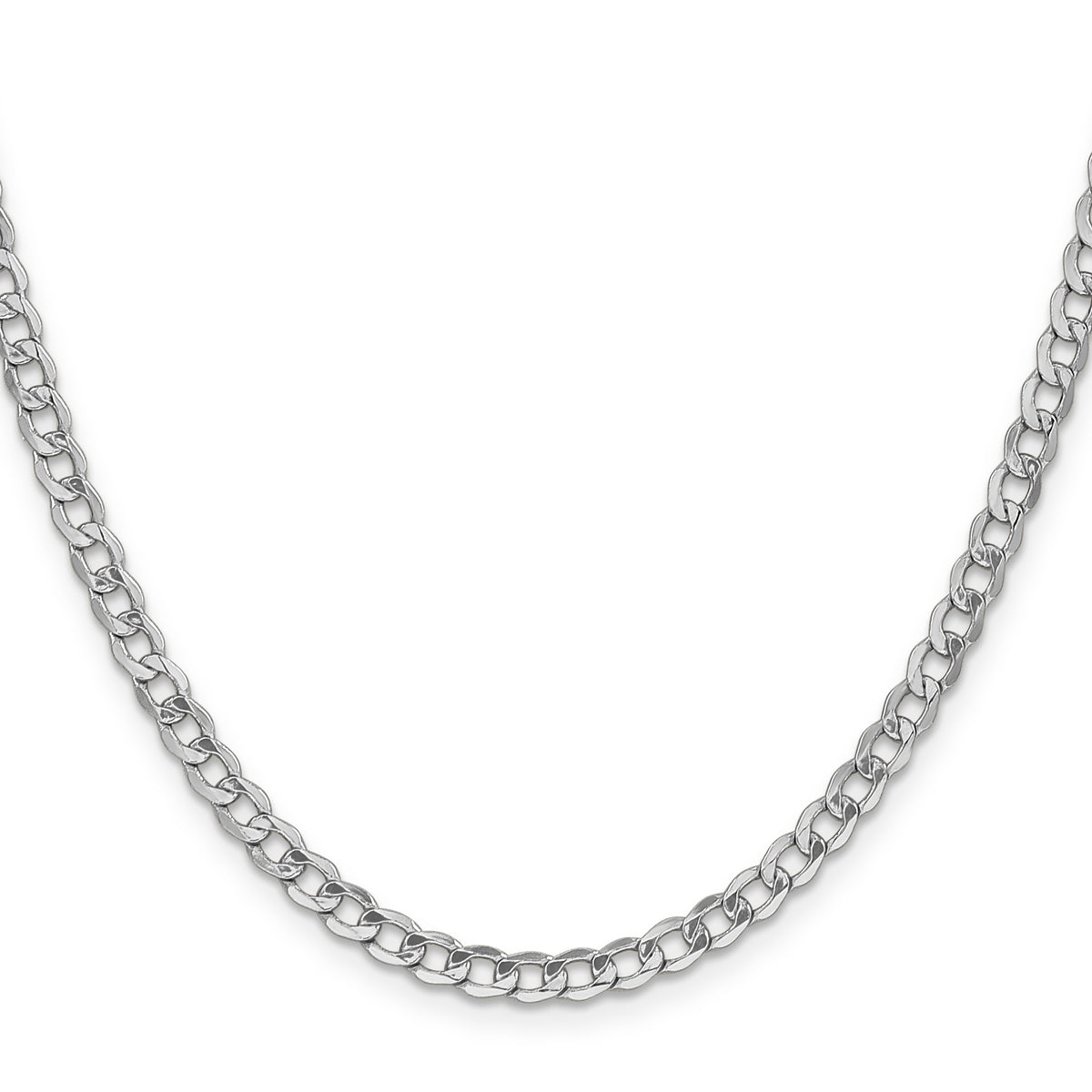 Gold (10K & 14K) Semi-Solid Curb Link Chain - 14k White Gold / 16 in / 4.3 mm