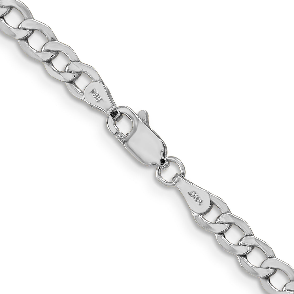Gold (10K & 14K) Semi-Solid Curb Link Chain - 14k White Gold / 16 in / 4.3 mm