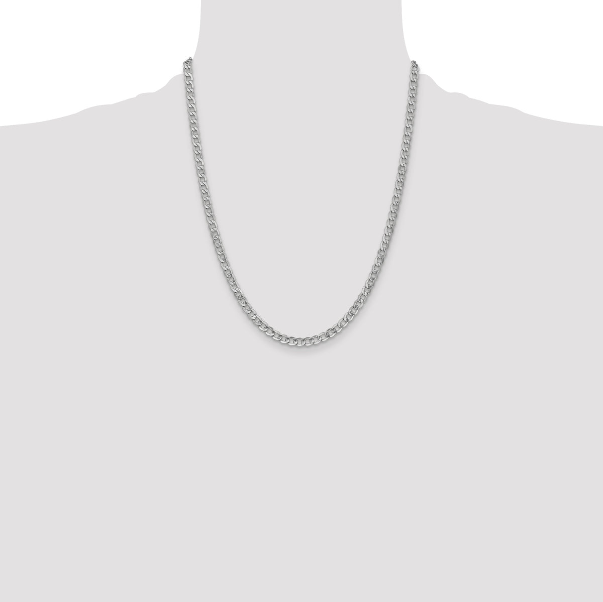 Gold (10K & 14K) Semi-Solid Curb Link Chain - 14k White Gold / 22 in / 4.3 mm