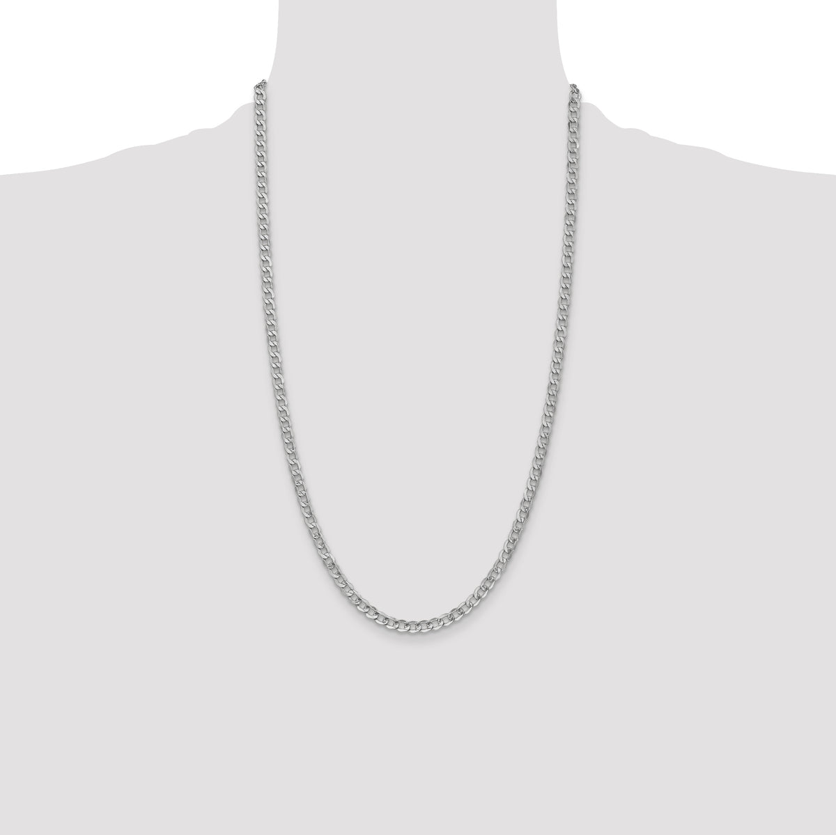 Gold (10K & 14K) Semi-Solid Curb Link Chain - 14k White Gold / 26 in / 4.3 mm