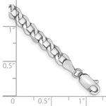 Gold (10K & 14K) Semi-Solid Curb Link Chain Bracelet - 14k White Gold / 7 in / 4.3 mm