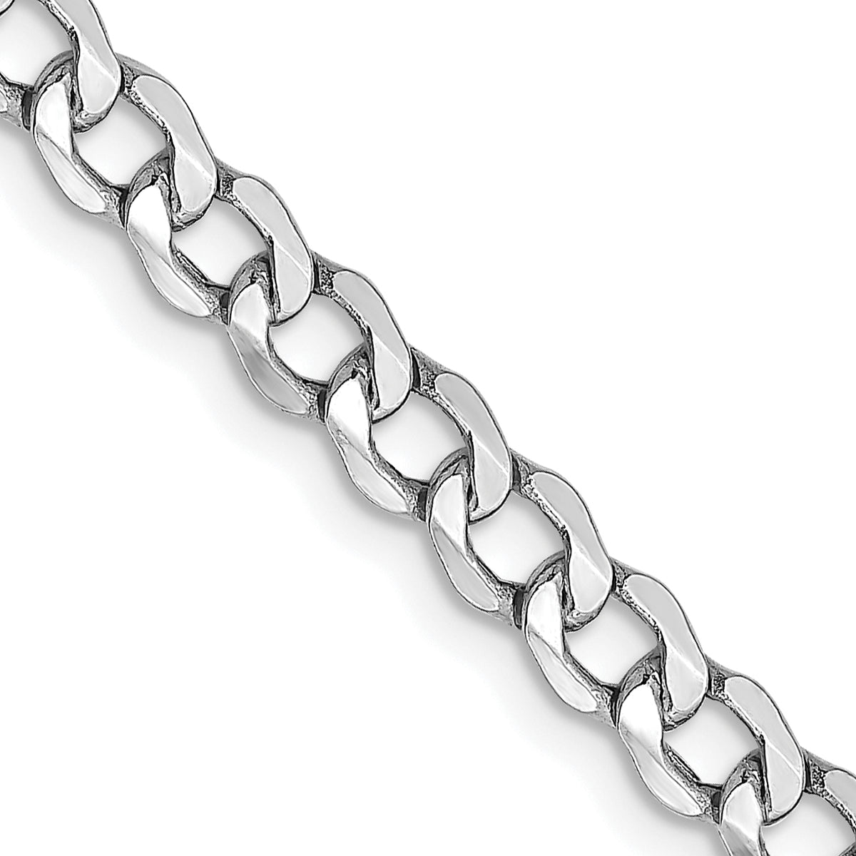 Gold (10K & 14K) Semi-Solid Curb Link Chain - 14k White Gold / 16 in / 4.3 mm