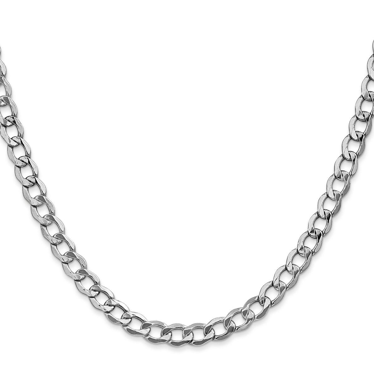 Gold (10K & 14K) Semi-Solid Curb Link Chain - 14k White Gold / 16 in / 5.25 mm