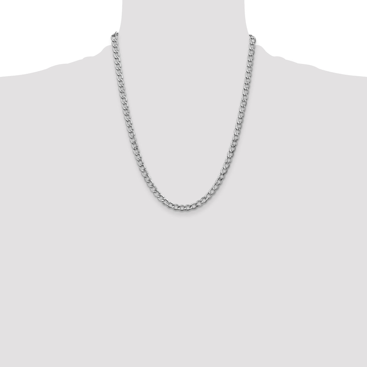 Gold (10K & 14K) Semi-Solid Curb Link Chain - 14k White Gold / 22 in / 5.25 mm