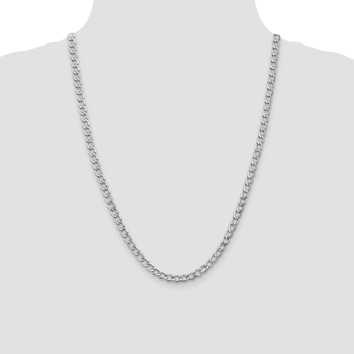 Gold (10K & 14K) Semi-Solid Curb Link Chain - 14k White Gold / 24 in / 5.25 mm