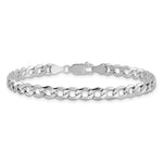 Gold (10K & 14K) Semi-Solid Curb Link Chain Bracelet - 14k White Gold / 8 in / 5.25 mm