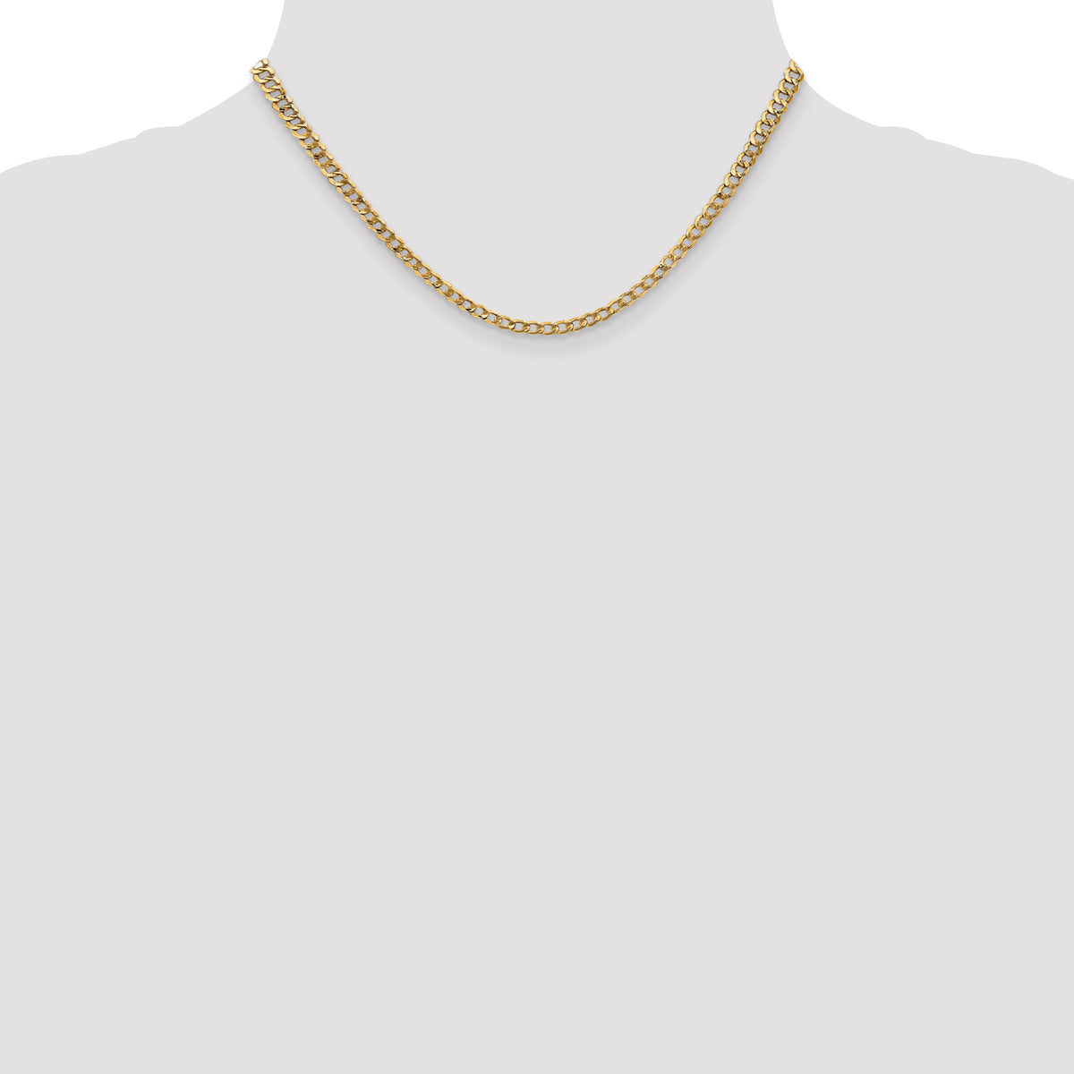 Gold (10K & 14K) Semi-Solid Curb Link Chain - 14k Yellow Gold / 16 in / 3.35 mm