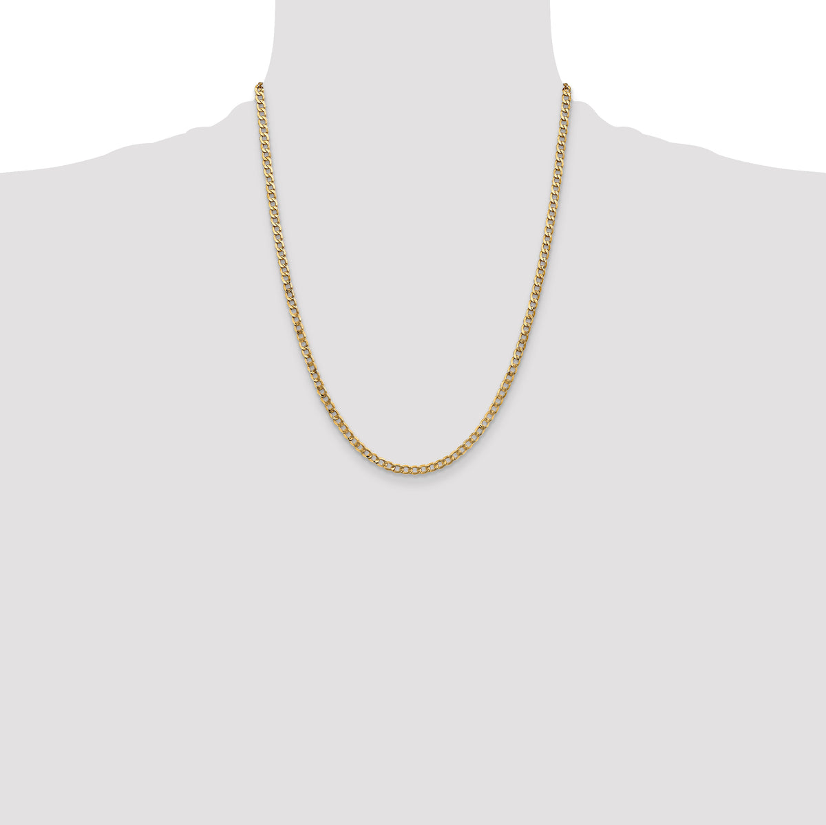 Gold (10K & 14K) Semi-Solid Curb Link Chain - 14k Yellow Gold / 22 in / 3.35 mm