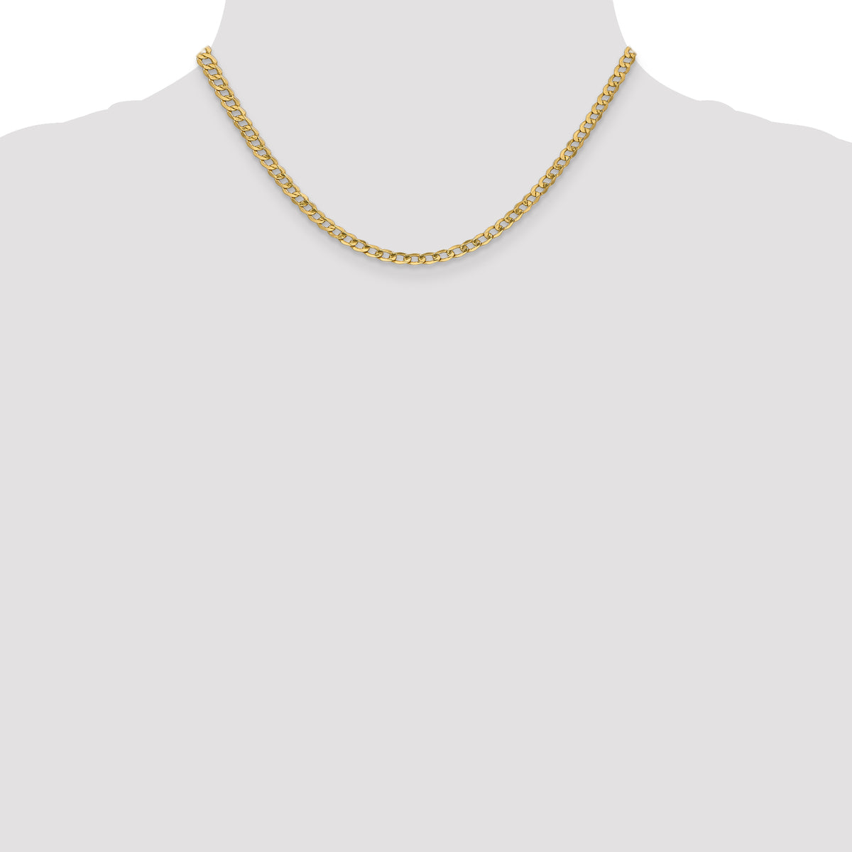 Gold (10K & 14K) Semi-Solid Curb Link Chain - 14k Yellow Gold / 16 in / 4.3 mm