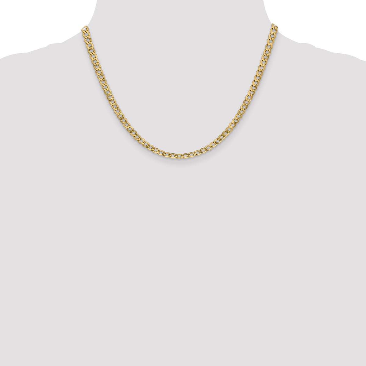 Gold (10K & 14K) Semi-Solid Curb Link Chain - 14k Yellow Gold / 18 in / 4.3 mm