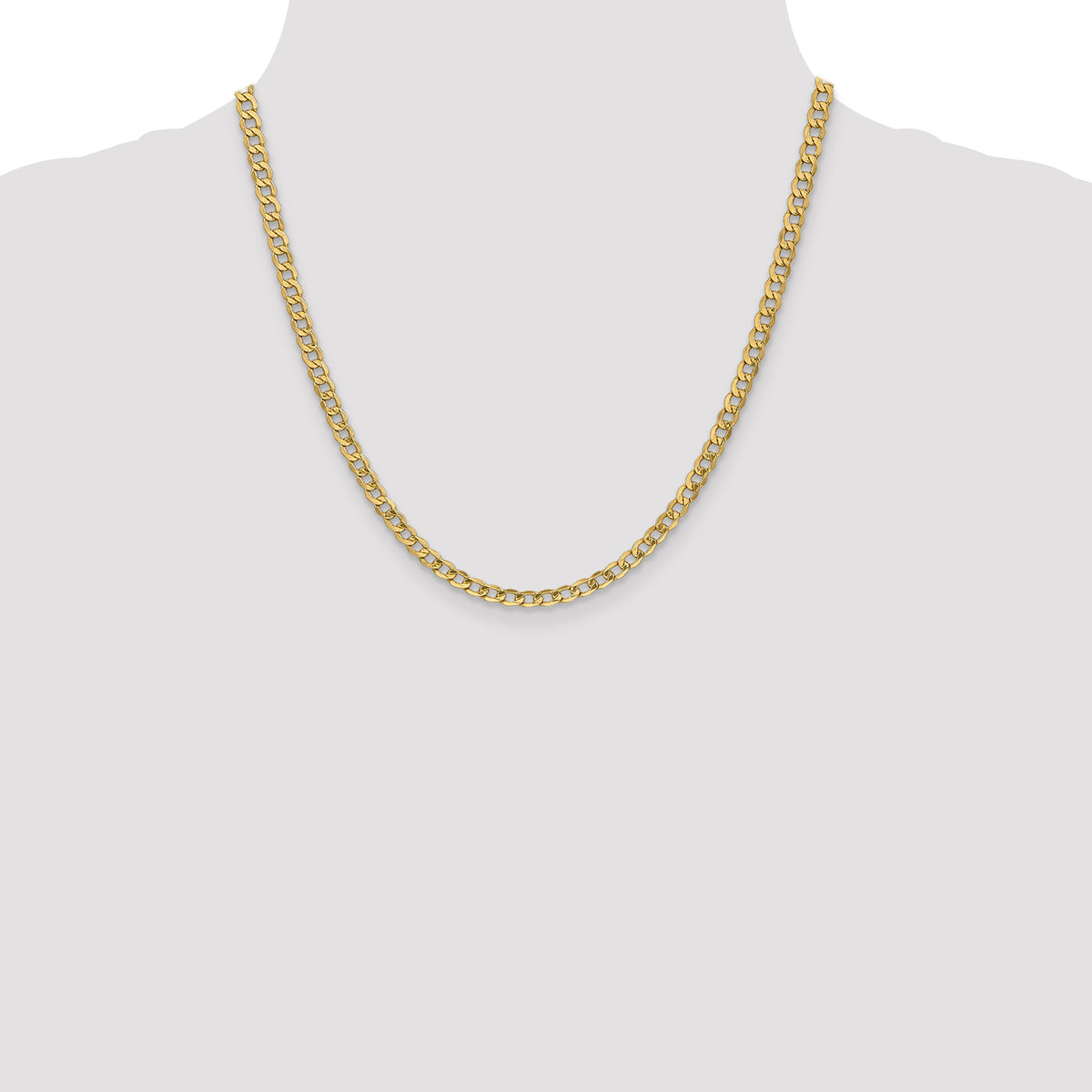 Gold (10K & 14K) Semi-Solid Curb Link Chain - 14k Yellow Gold / 20 in / 4.3 mm