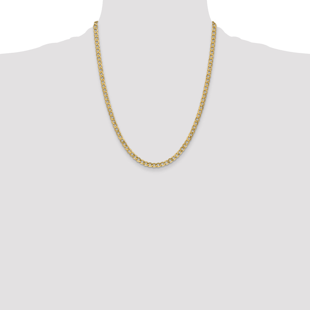Gold (10K & 14K) Semi-Solid Curb Link Chain - 14k Yellow Gold / 22 in / 4.3 mm