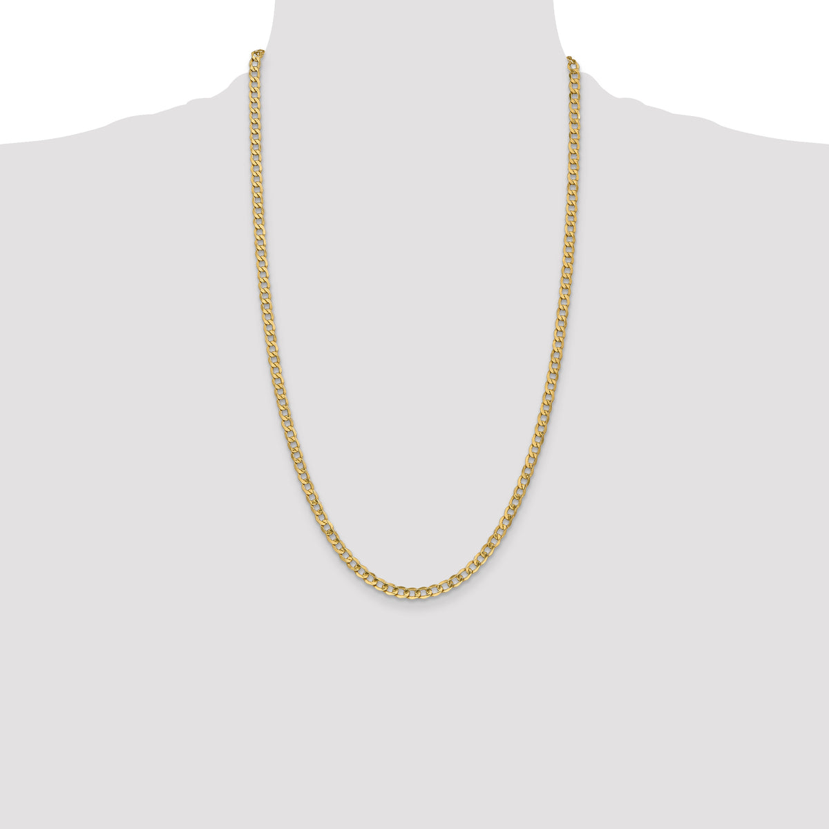Gold (10K & 14K) Semi-Solid Curb Link Chain - 14k Yellow Gold / 26 in / 4.3 mm