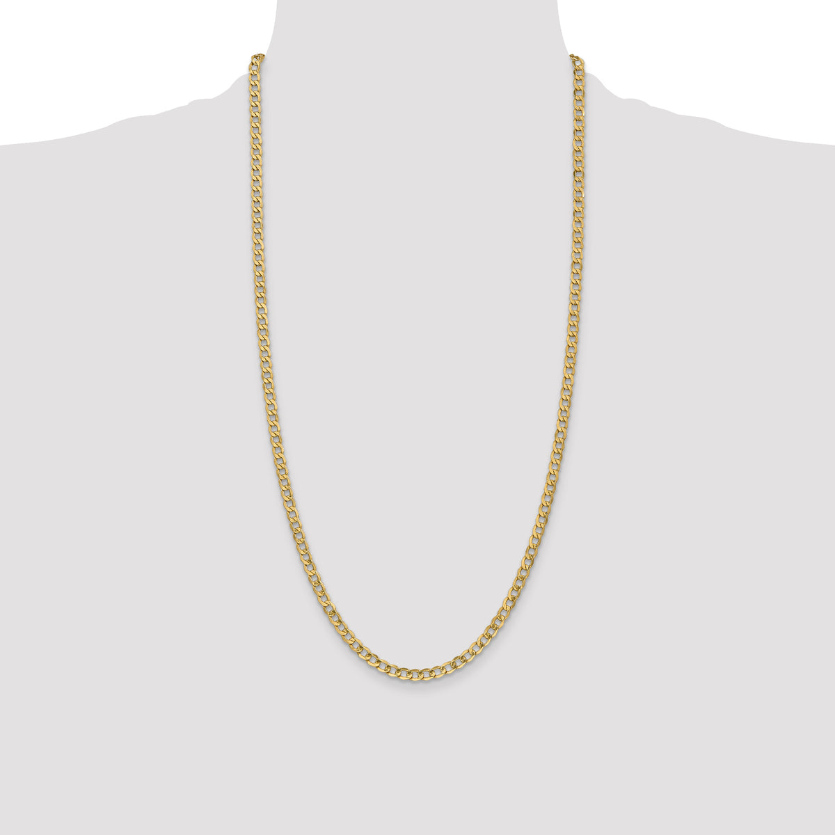 Gold (10K & 14K) Semi-Solid Curb Link Chain - 14k Yellow Gold / 28 in / 4.3 mm