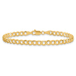 Gold (10K & 14K) Semi-Solid Curb Link Chain Bracelet - 14k Yellow Gold / 7 in / 4.3 mm