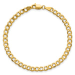 Gold (10K & 14K) Semi-Solid Curb Link Chain Bracelet - 14k Yellow Gold / 7 in / 4.3 mm