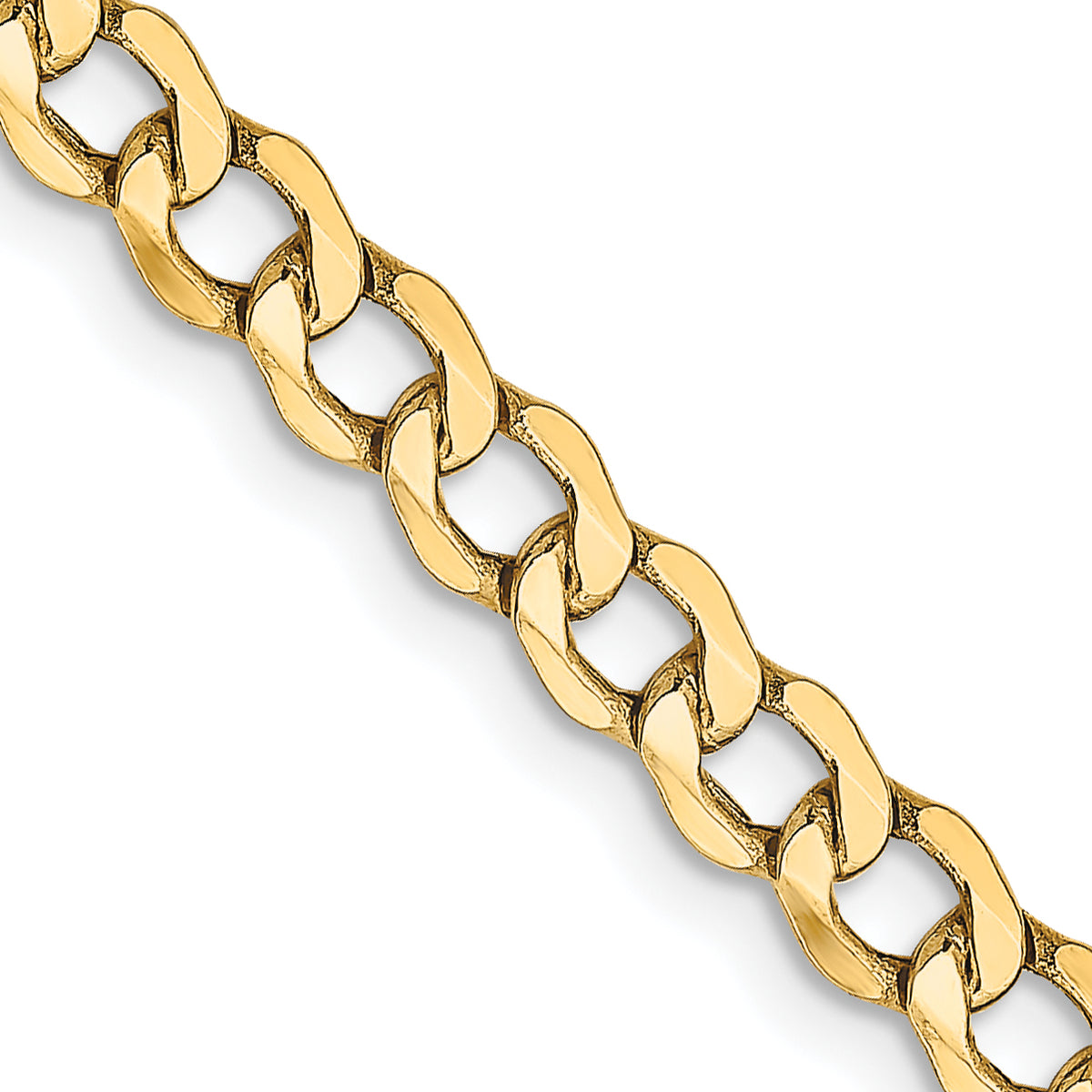 Gold (10K & 14K) Semi-Solid Curb Link Chain - 14k Yellow Gold / 16 in / 4.3 mm