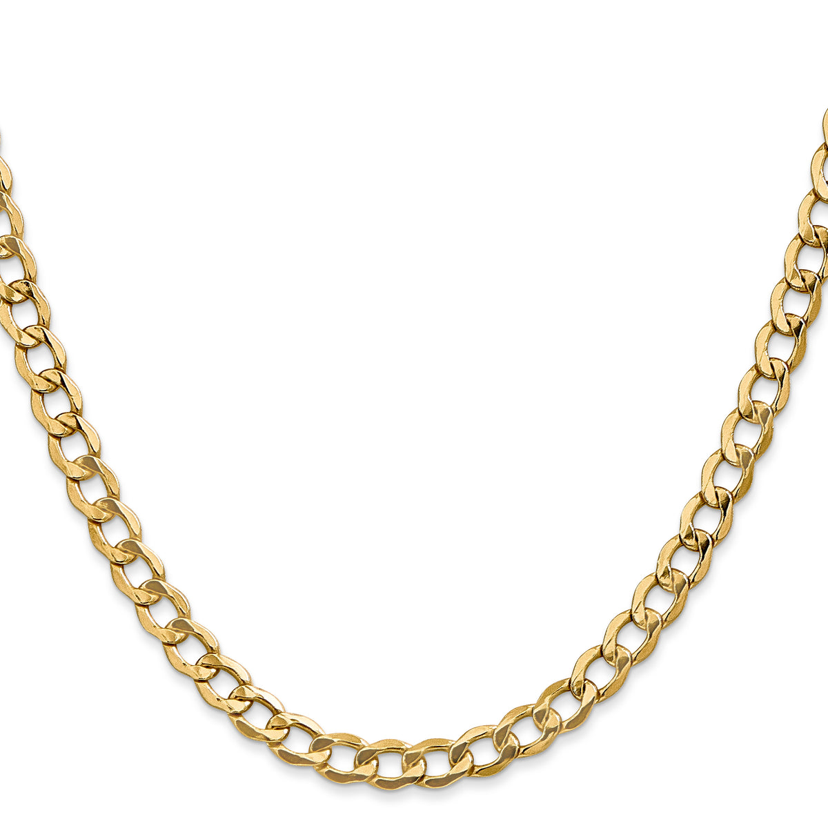 Gold (10K & 14K) Semi-Solid Curb Link Chain - 14k Yellow Gold / 16 in / 5.25 mm