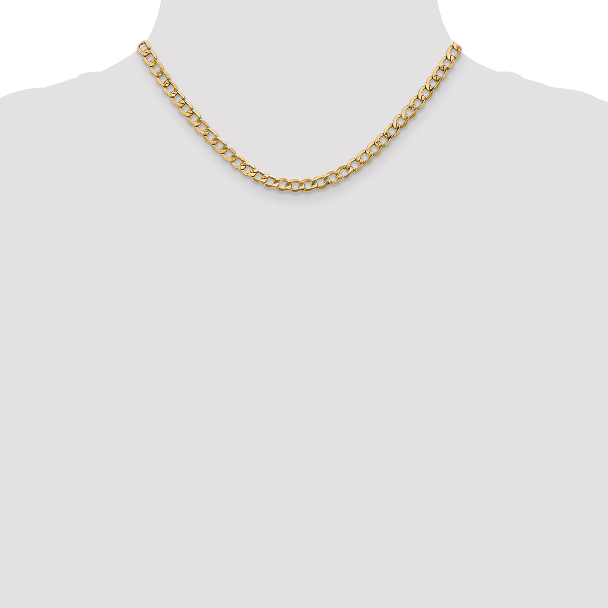 Gold (10K & 14K) Semi-Solid Curb Link Chain - 14k Yellow Gold / 16 in / 5.25 mm