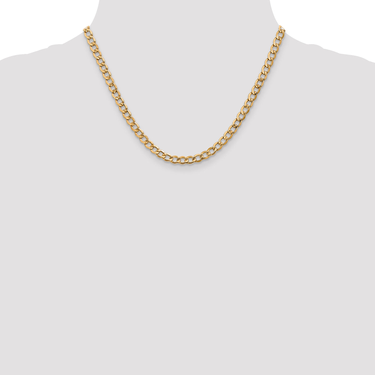 Gold (10K & 14K) Semi-Solid Curb Link Chain - 14k Yellow Gold / 18 in / 5.25 mm