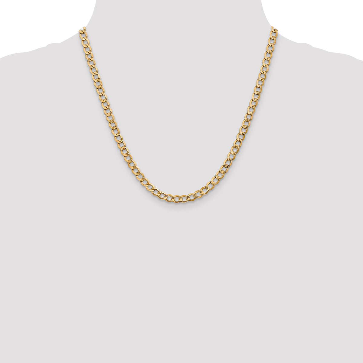 Gold (10K & 14K) Semi-Solid Curb Link Chain - 14k Yellow Gold / 20 in / 5.25 mm