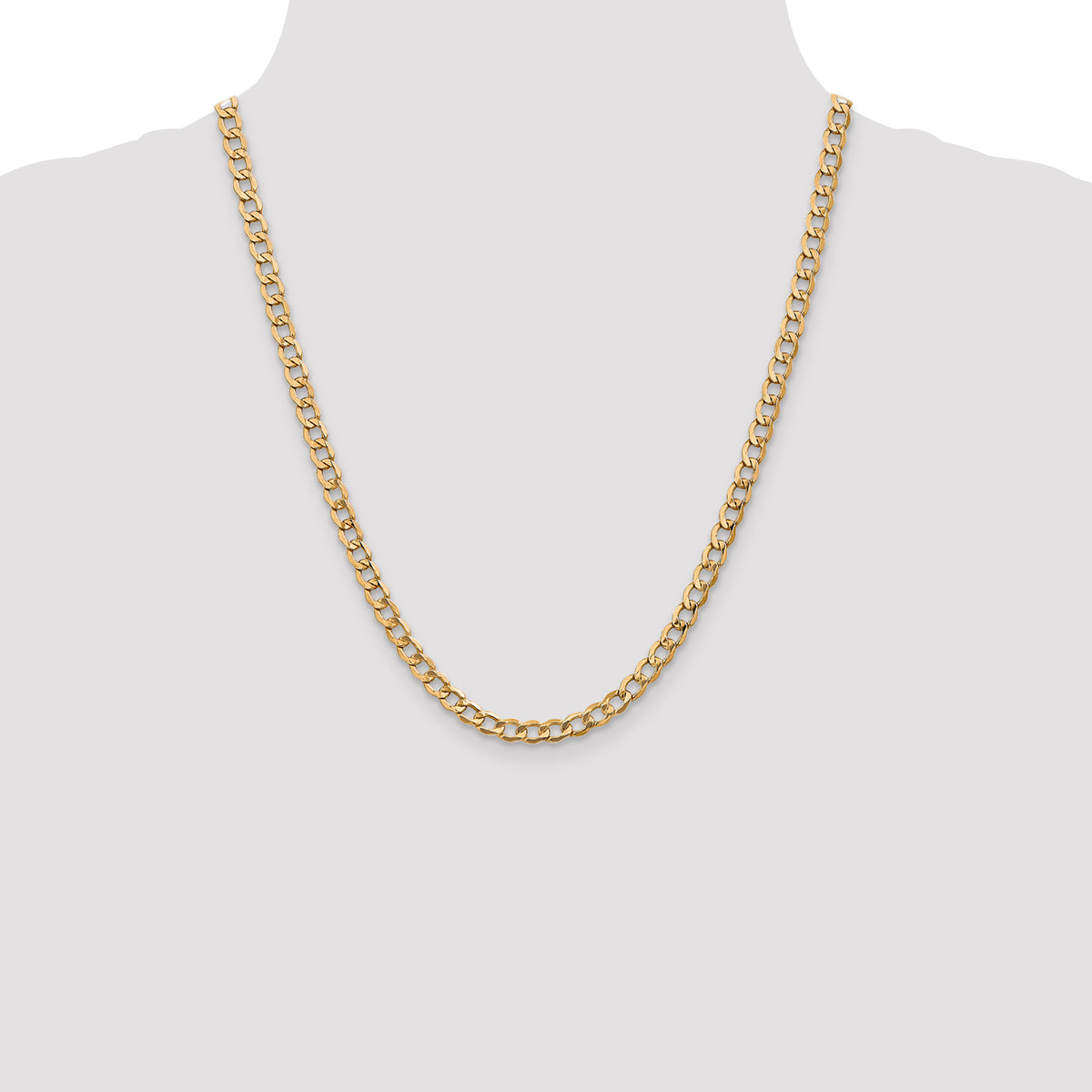 Gold (10K & 14K) Semi-Solid Curb Link Chain - 14k Yellow Gold / 22 in / 5.25 mm
