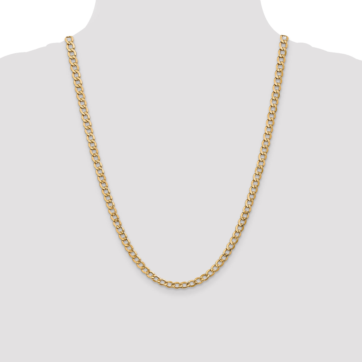 Gold (10K & 14K) Semi-Solid Curb Link Chain - 14k Yellow Gold / 24 in / 5.25 mm
