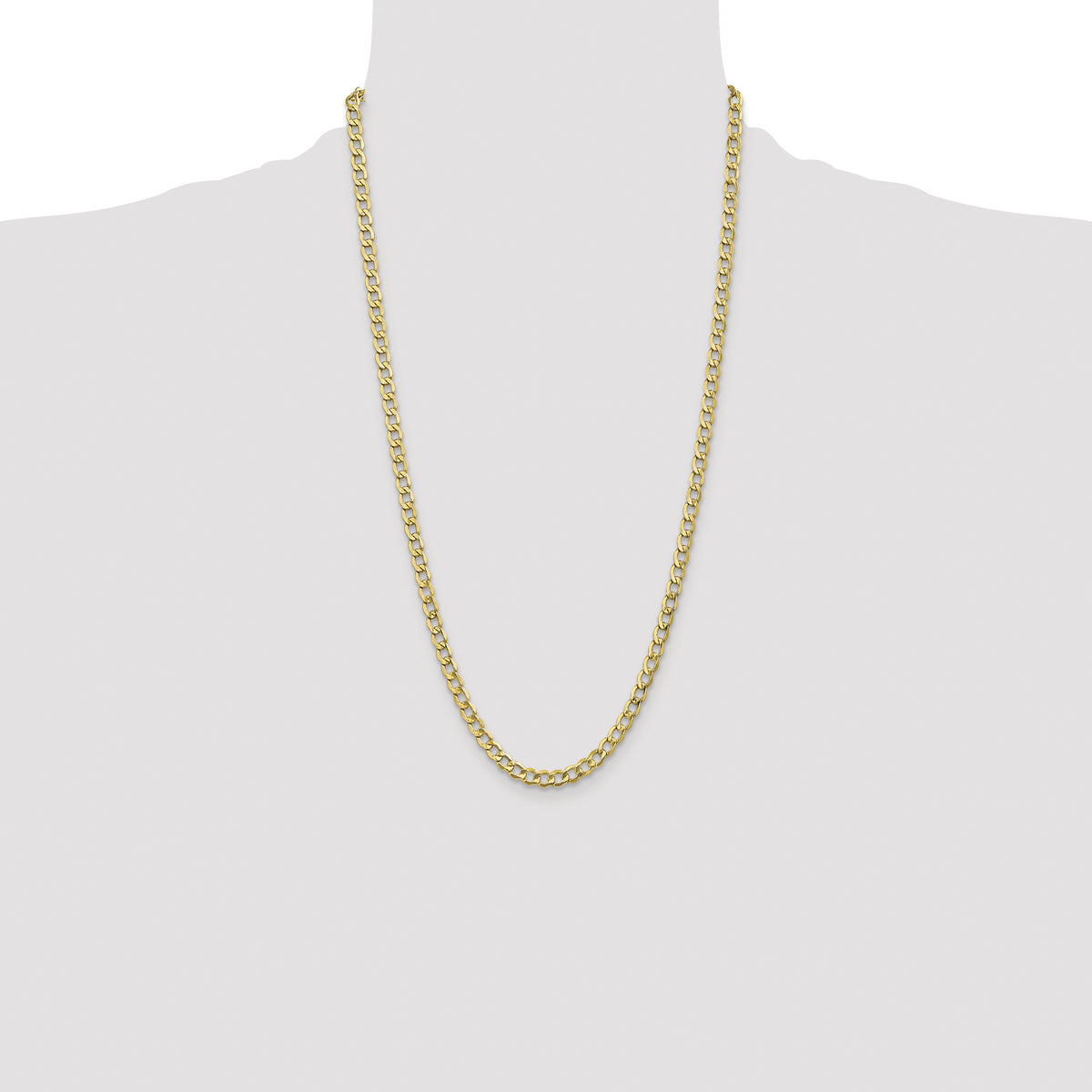 Gold (10K & 14K) Semi-Solid Curb Link Chain - 14k Yellow Gold / 26 in / 5.25 mm