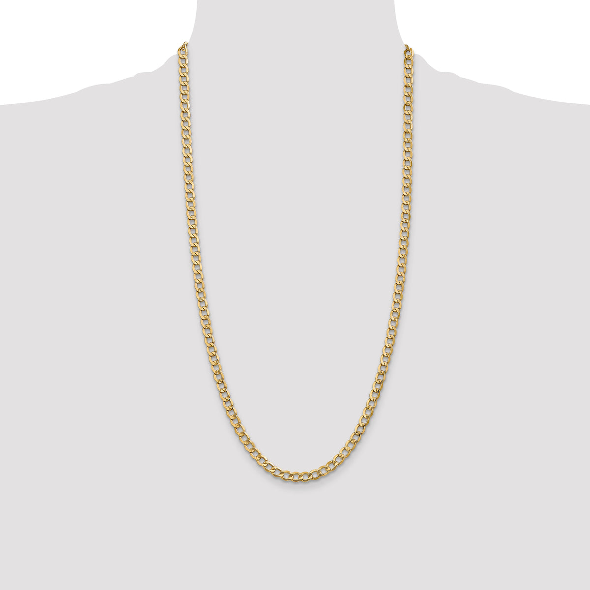 Gold (10K & 14K) Semi-Solid Curb Link Chain - 14k Yellow Gold / 28 in / 5.25 mm