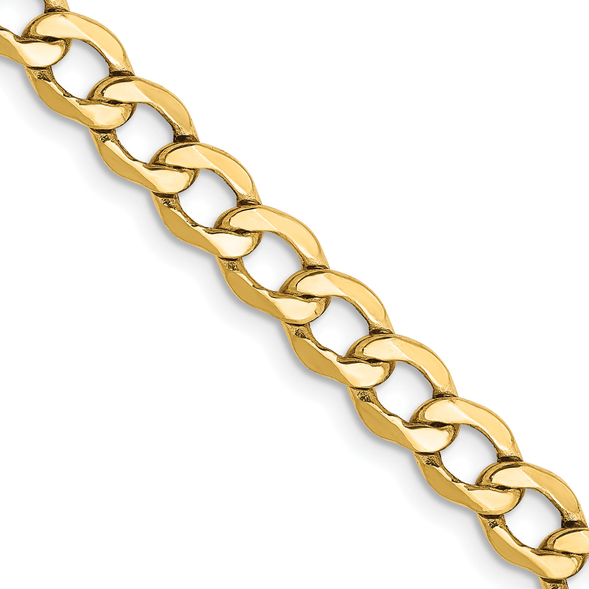 Gold (10K & 14K) Semi-Solid Curb Link Chain - 14k Yellow Gold / 16 in / 5.25 mm
