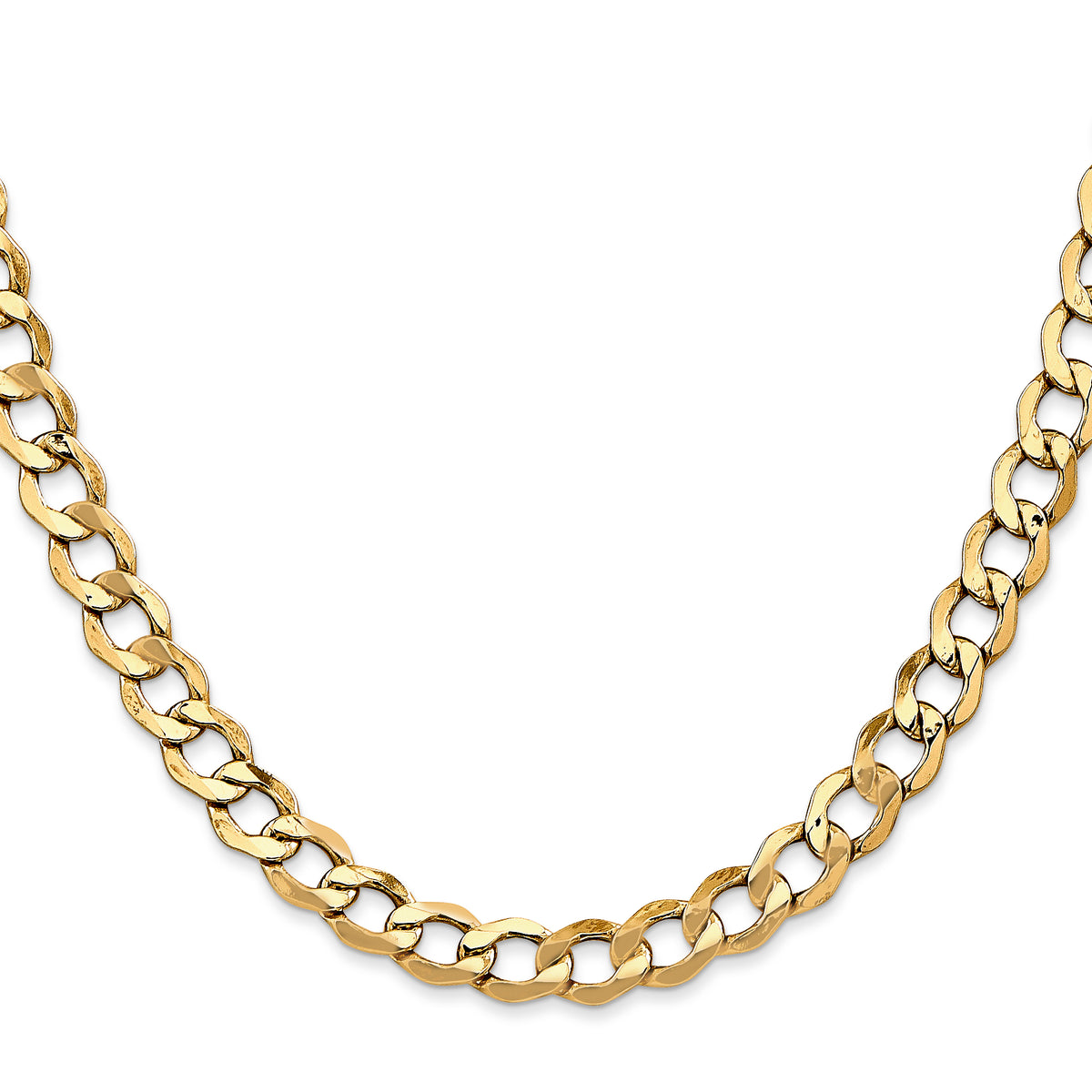 Gold (10K & 14K) Semi-Solid Curb Link Chain - 14k Yellow Gold / 18 in / 6.5 mm