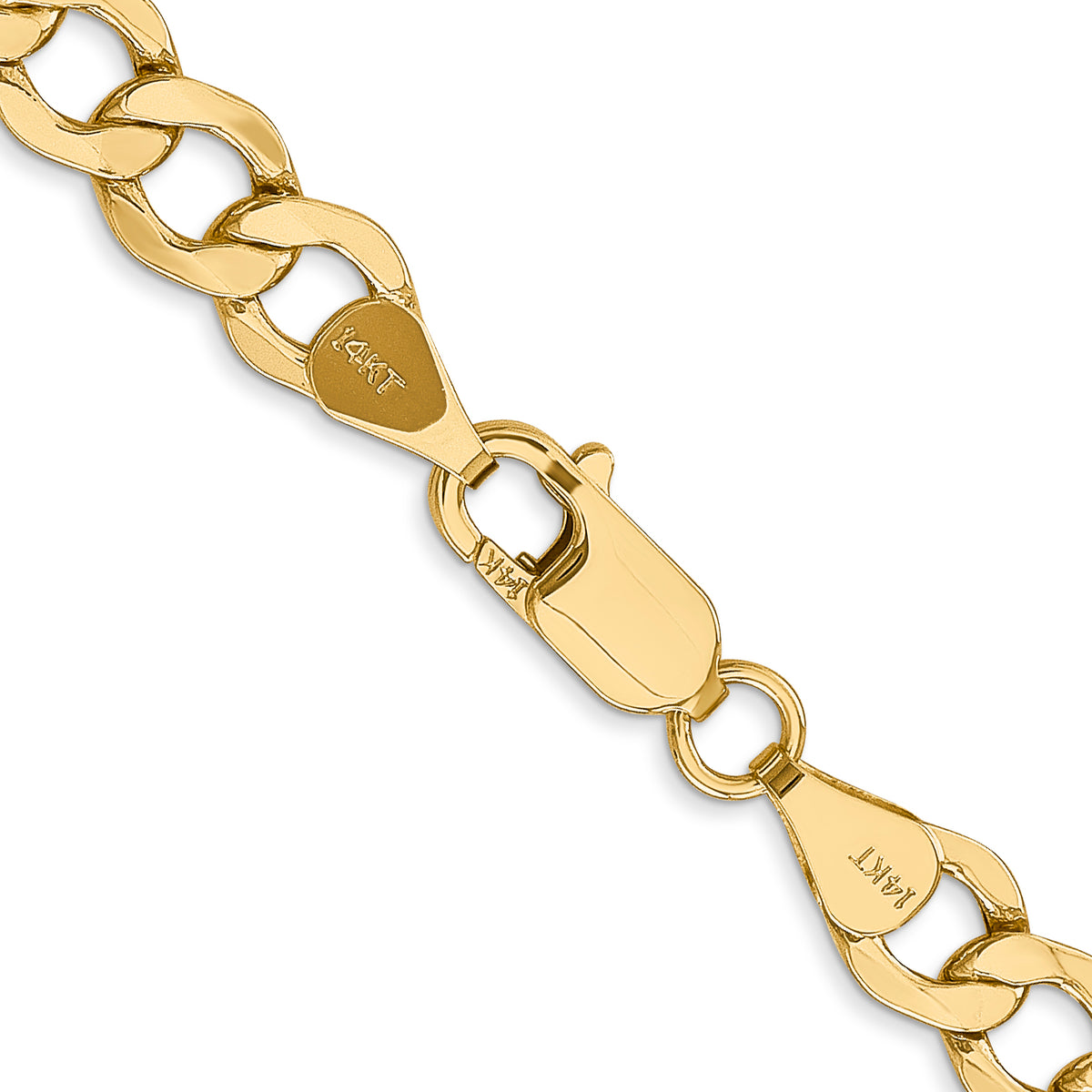 Gold (10K & 14K) Semi-Solid Curb Link Chain - 14k Yellow Gold / 18 in / 6.5 mm