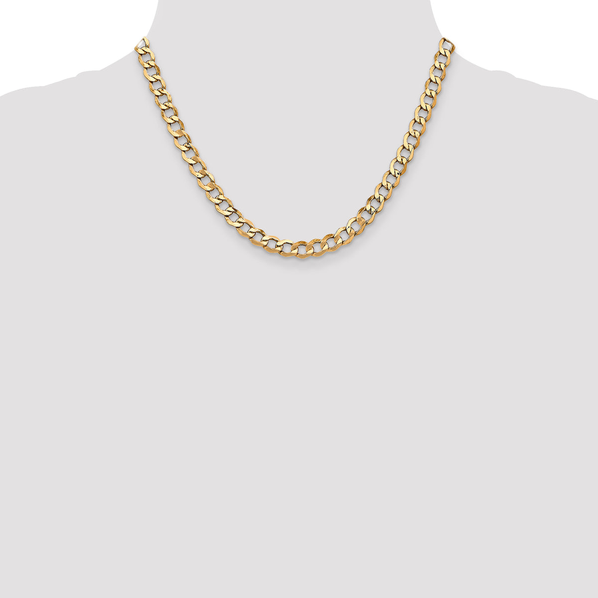 Gold (10K & 14K) Semi-Solid Curb Link Chain - 14k Yellow Gold / 18 in / 6.5 mm