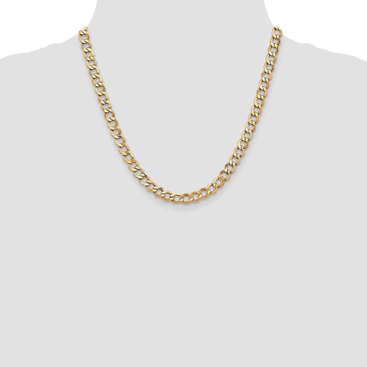 Gold (10K & 14K) Semi-Solid Curb Link Chain - 14k Yellow Gold / 20 in / 6.5 mm