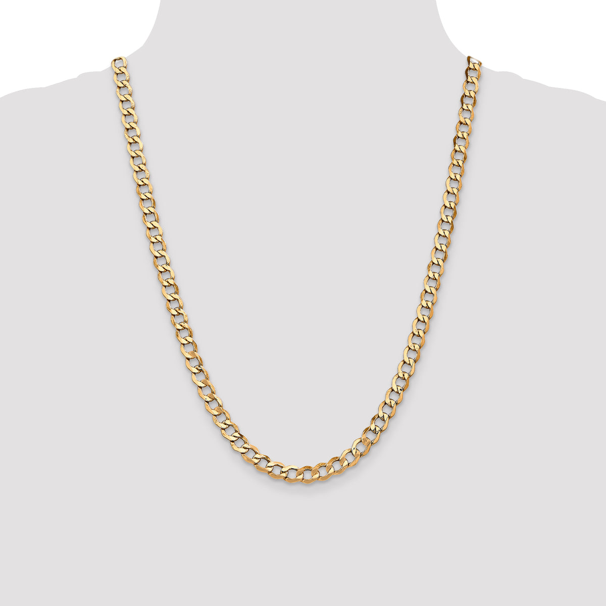 Gold (10K & 14K) Semi-Solid Curb Link Chain - 14k Yellow Gold / 24 in / 6.5 mm