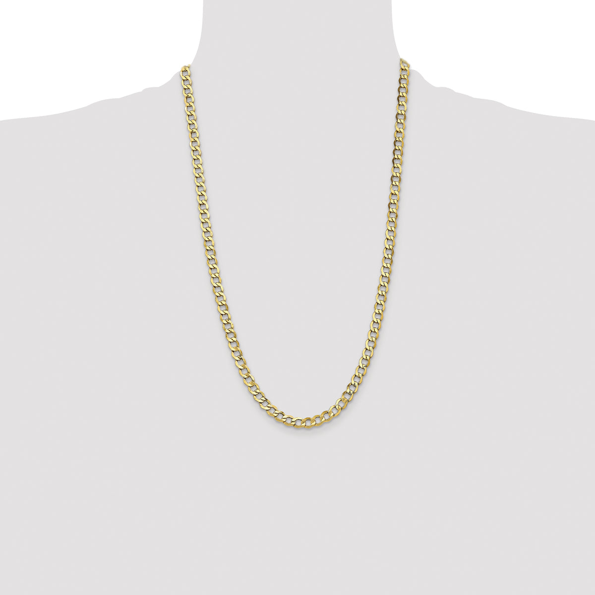 Gold (10K & 14K) Semi-Solid Curb Link Chain - 14k Yellow Gold / 26 in / 6.5 mm