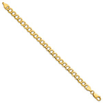 Gold (10K & 14K) Semi-Solid Curb Link Chain Bracelet - 14k Yellow Gold / 7 in / 6.5 mm