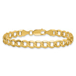 Gold (10K & 14K) Semi-Solid Curb Link Chain Bracelet - 14k Yellow Gold / 7 in / 6.5 mm