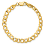 Gold (10K & 14K) Semi-Solid Curb Link Chain Bracelet - 14k Yellow Gold / 7 in / 6.5 mm