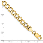 Gold (10K & 14K) Semi-Solid Curb Link Chain Bracelet - 14k Yellow Gold / 7 in / 6.5 mm