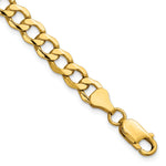 Gold (10K & 14K) Semi-Solid Curb Link Chain Bracelet - 14k Yellow Gold / 9 in / 6.5 mm